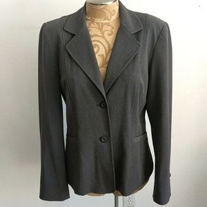 Gray Fitted Blazer with Two Buttons